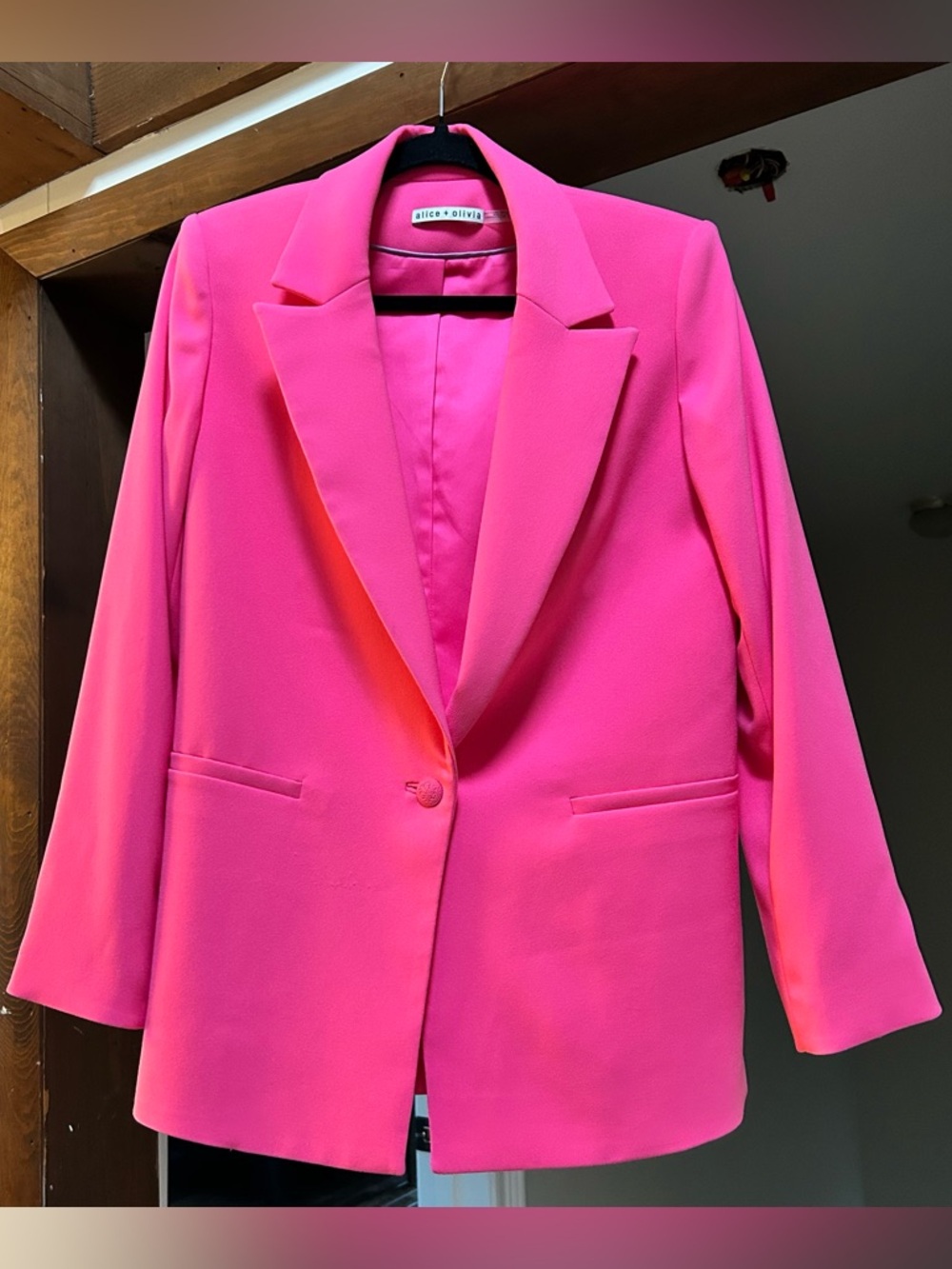 Alice + Olivia Pink Single-Button Blazer